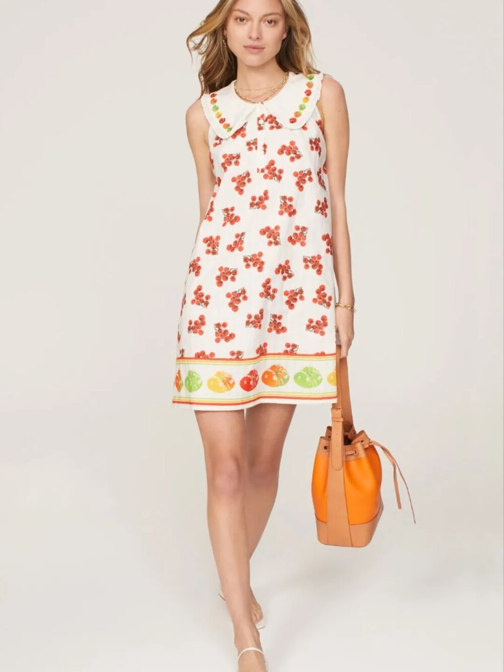 Rachel Antonoff Tanya Dress Tomato Print Trapeze sundress quirky cute Summer M